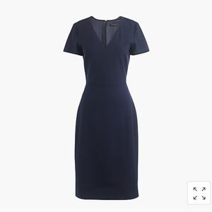 J. Crew Cap-sleeve V-neck Italian stretch wool work dress- size 14- Navy